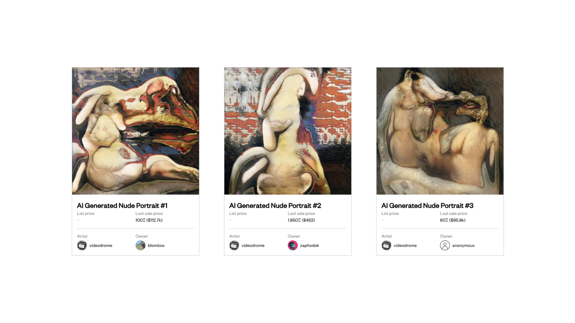 The first three AI Generated Nudes by Robbie Barrat (2018).