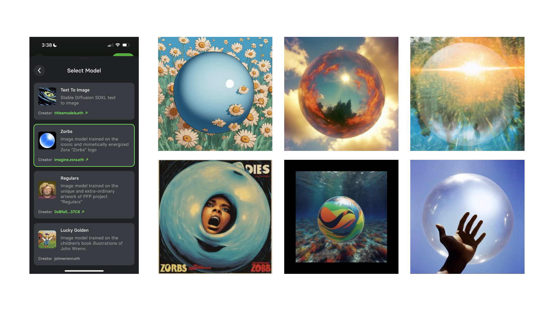 The Zorb model in Titles with Zorb artworks that were minted (2023).