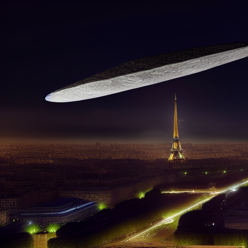 Oumuamua over Paris at Midnight, by Mat Dryhurst.